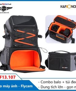 Bộ balo + túi máy ảnh DSLR, Latop, phụ kiện máy ảnh & flycam - Cao cấp - Chống sốc, chống nước, du lịch đường dài - K&F Concept KF13.107